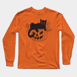 Halloween Pumpkin Cat Long Sleeve T-Shirt